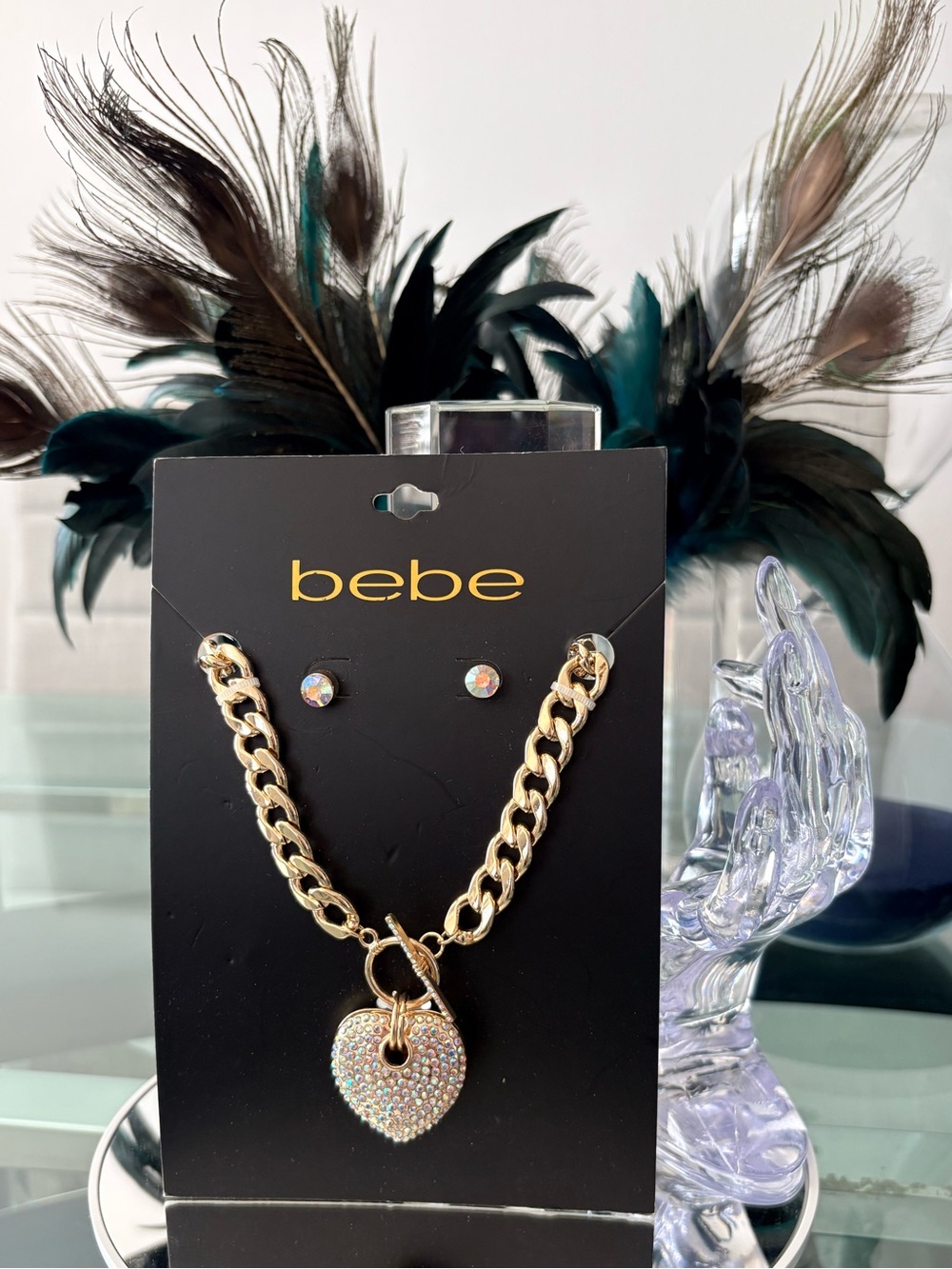 bebe Heart Toggle  Necklace & Earring Set
